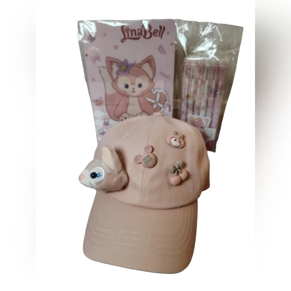 Lina Bell Kawaii Pink Bundle Hat Notebook Pen Set OS NWOT Cute Anime Coquette